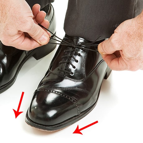 dress shoe with a tapered toe box
