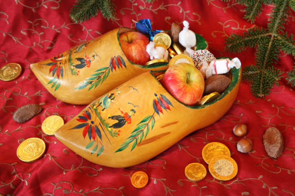 Wooden Shoes Filled with Gifts Clogs used as St. Nick's Day Shoes