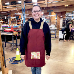 Elf Patty was proud to finish her first apron… no easy feat for someone who doesn’t sew!